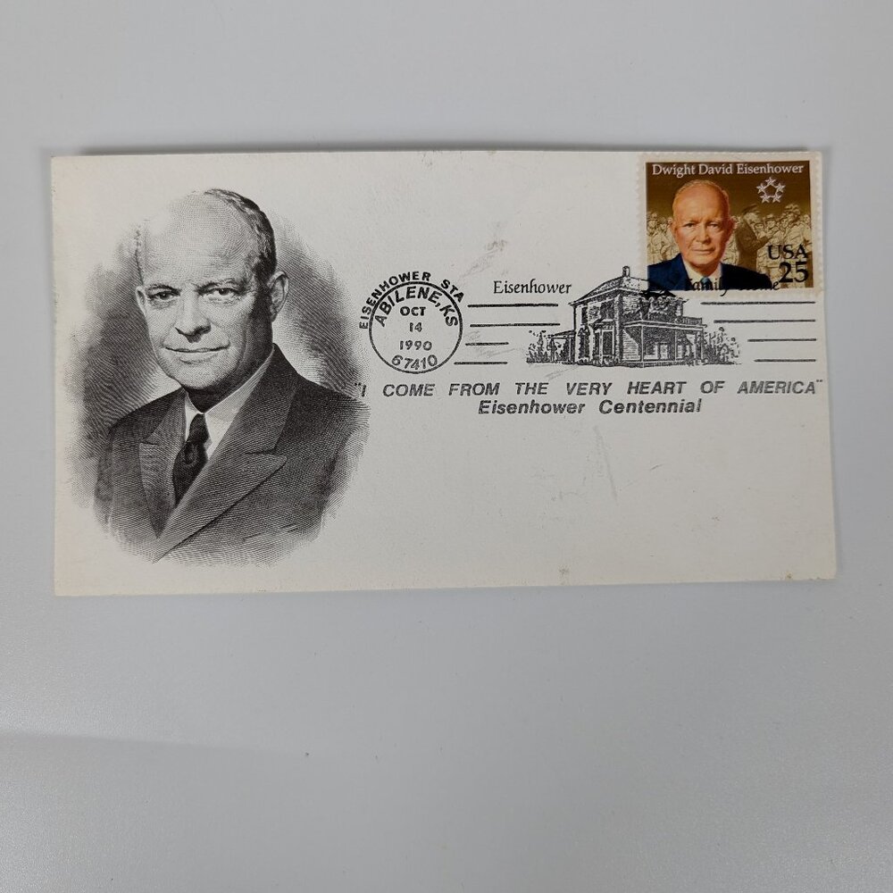 US Stamps Dwight D Eisenhower 25 Cent Stamp Commemorative Cover 1990